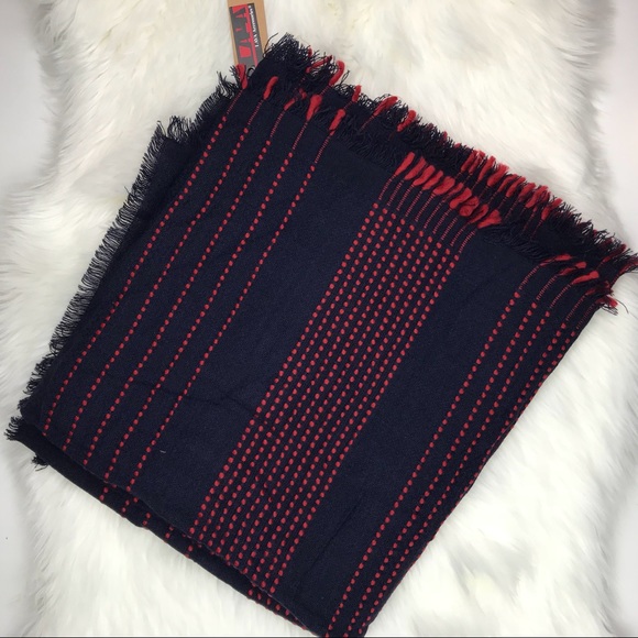 lava Accessories Accessories - Navy Blue Red Blanket Scarf lava Accessories Accessories - Navy Blue Red Blanket Scarf